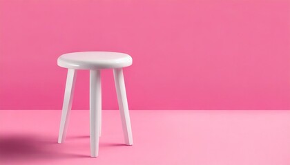 white stool in a pink room