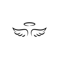 Holy wings vector icon. Filled flat sign for mobile concept and web design. Angel wings with nimbus glyph icon. Symbol, logo illustration.
