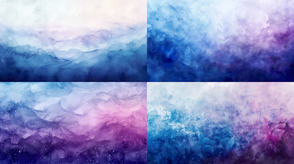 Watercolor ombre, soft blues and purples of a galaxy sky, creating a dreamy and otherworldly gradient