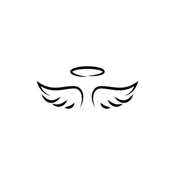 recommend clip art: Holy wings vector icon. Filled flat sign for mobile concept and web design. Angel wings with nimbus glyph icon. Symbol, logo illustration.