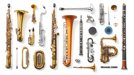 Fototapeta premium A Collection of Brass and Woodwind Instruments