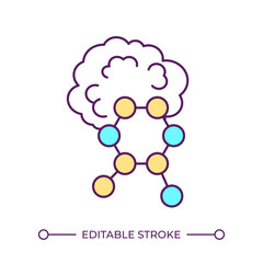 Chemical bond RGB color icon. Molecular structure. Brain chemistry. Atom chemistry. Neurochemistry. Atom and molecules. Isolated vector illustration. Simple filled line drawing. Editable stroke