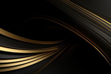 Naklejka premium Abstract black and gold curved lines background.