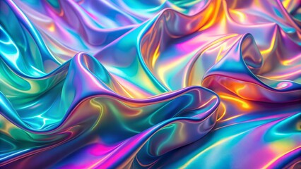 Obraz premium Vibrant holographic gradient with shifting rainbow hues, forming a mesmerizing, iridescent background that shifts and changes with every angle, evoking a sense of futuristic wonder.