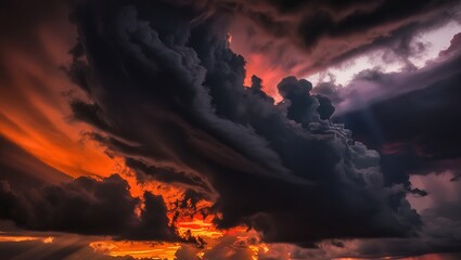 Fototapeta premium Dramatic sky , evening sky with blue, white and orange clouds ,sky with cloud on sunrise and sunset time. Panoramic image