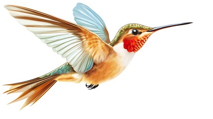 Obraz premium Hummingbird in Flight, a Detailed Illustration