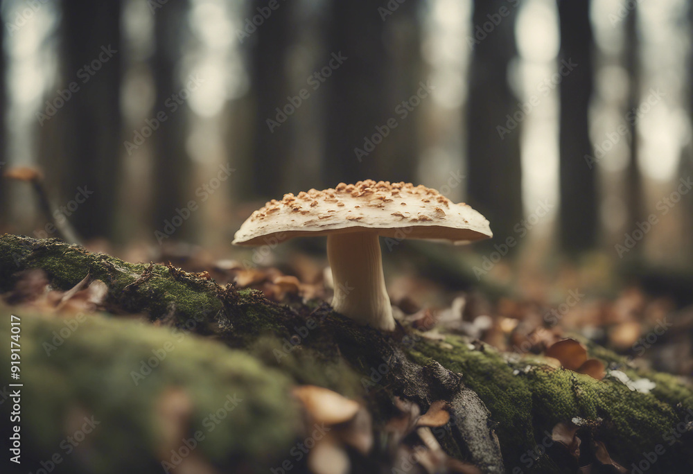 Poster birch polypore mushroom in forest on tree