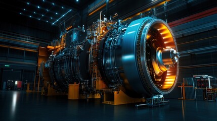 A large, metallic object with a yellow flame on top