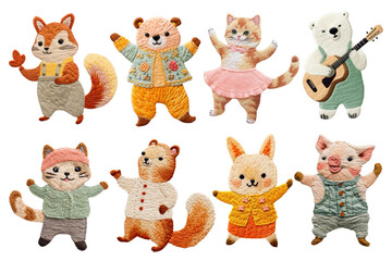PNG Animal character embroidery set, transparent background