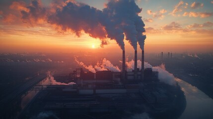 Fototapeta premium Sunrise Over Industrial Complex