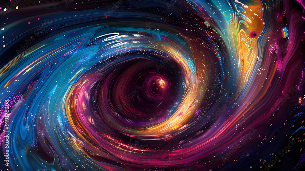 Canvas Prints a colorful spiral galaxy with a large hole in the middle. the colors are vibrant and the spiral shap