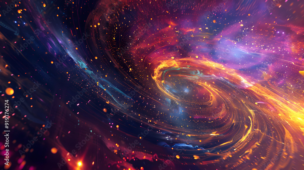 Canvas Prints a colorful spiral galaxy with a large hole in the middle. the colors are vibrant and the spiral shap