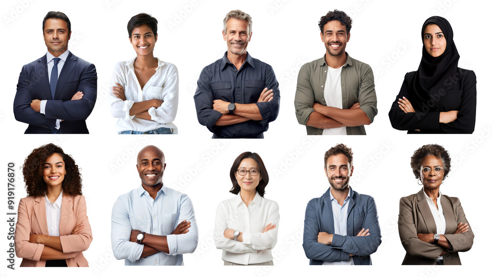 Sticker PNG diverse confident people element set, transparent background