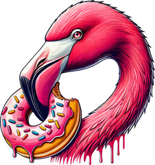 witziger Augenschmaus - Flamingo mit Donut