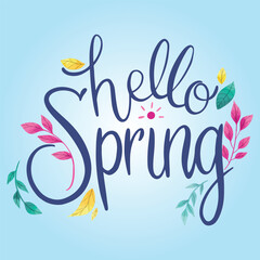 Hello Spring colorful Banner Vector Abstract Art Elegent