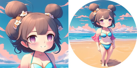 ビーチの水着の女の子15