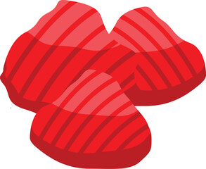 Grilled tuna chunks with stripes from the grill