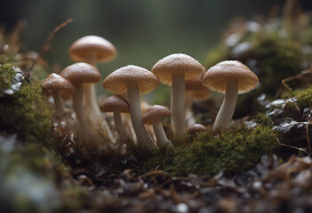 Fototapeta premium Coprinellus micaceus mushrooms