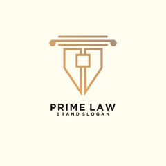 Lawyer logo design with creative minimalist concept Premium