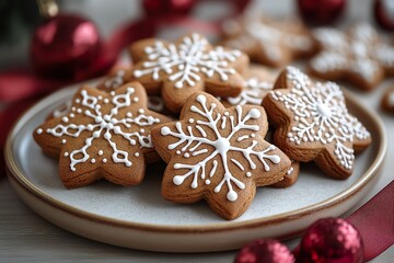 Handcrafted Christmas Gingerbread Cookies with Festive Accents