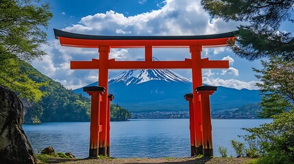 Mount Fuji Through the Iconic Torii Gate