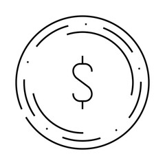dollar coin line icon vector. dollar coin sign. isolated contour symbol black illustration