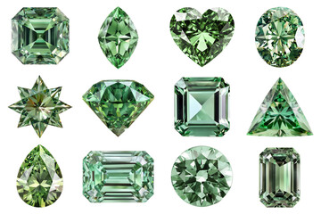 PNG green diamond element set, transparent background