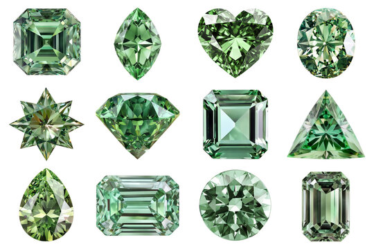 PNG green diamond element set, transparent background