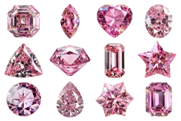 PNG pink diamond element set, transparent background