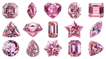 PNG pink diamond element set, transparent background