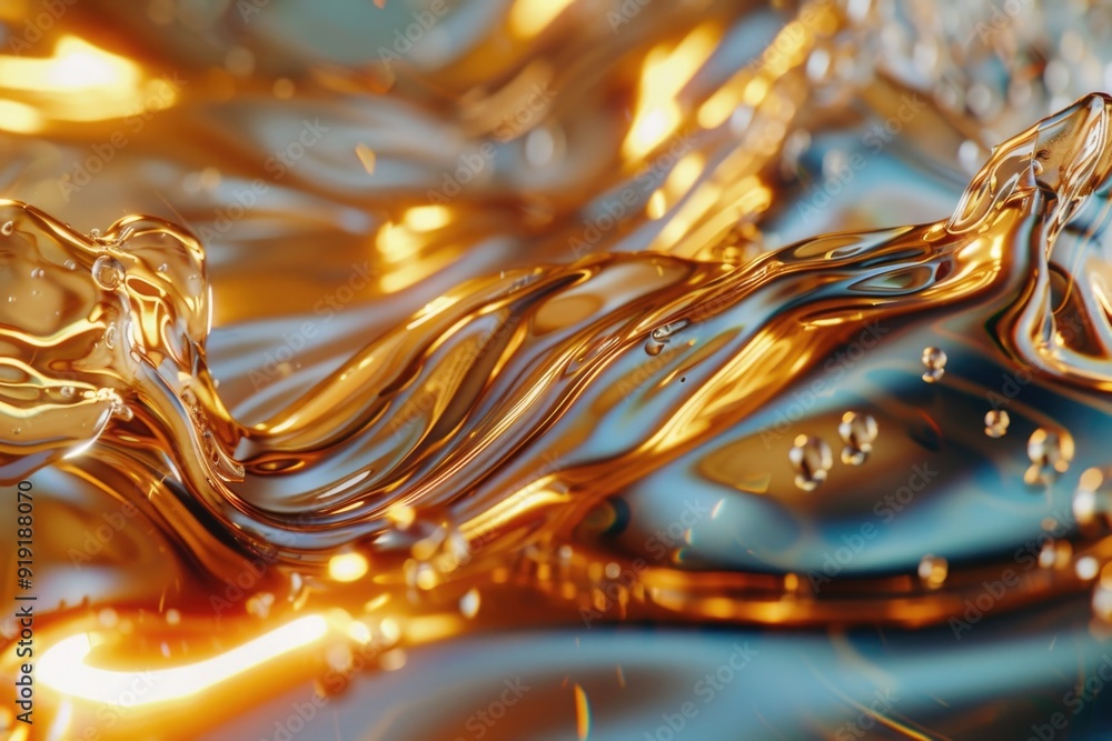 Poster a close-up view of liquid flowing into a glass, suitable for use in food and beverage or laboratory 