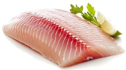 Fresh Raw Fish Fillet with Lime and Parsley