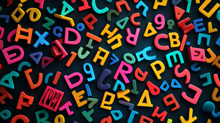 Background with randomly scattered letters of the alphabet