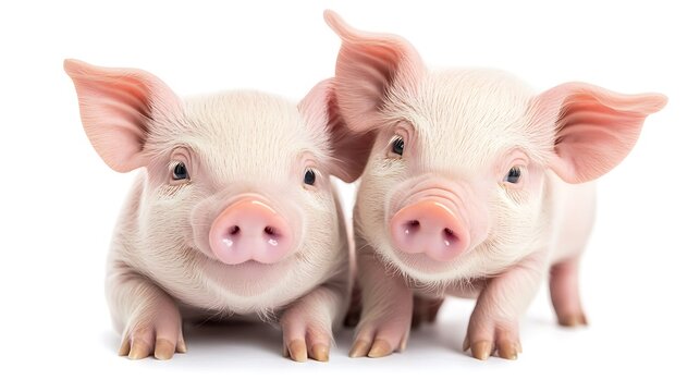 Two Adorable Piglets Posing for the Camera