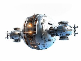 Fantasy Space Station isolated on white background