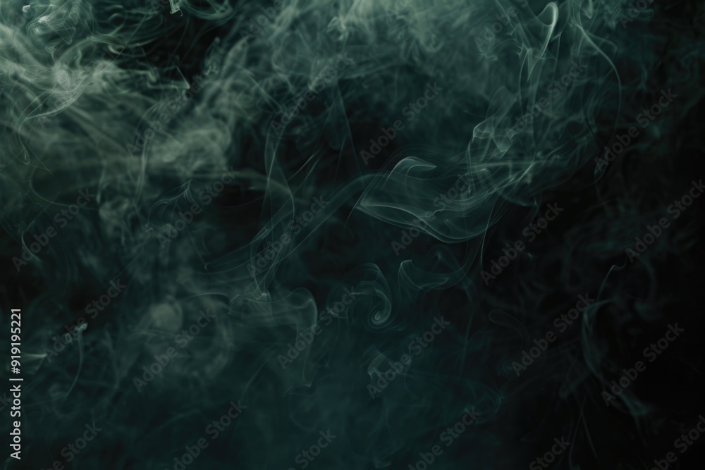 Poster Close-up shot of smoke on a dark background, suitable for use in illustrations or designs where subtle texture and atmosphere are needed