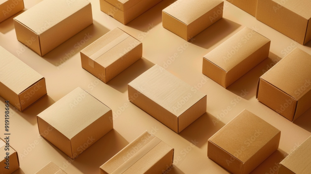 Poster stacked boxes on a table, often used in storage or organizational scenes