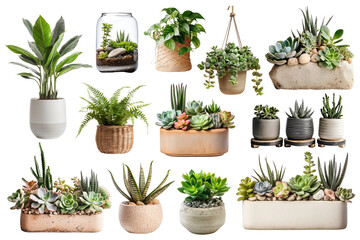 PNG potted houseplant set, transparent background