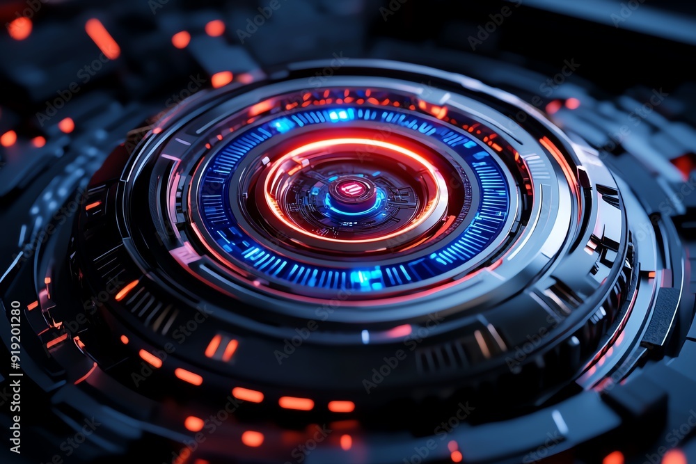 Poster Futuristic Technology Composition with Intricate Lighting and Color Scheme