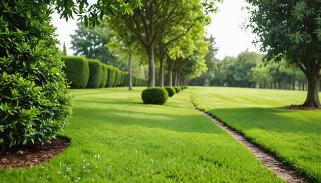 Chemin dans un Jardin Bien Entretenu
