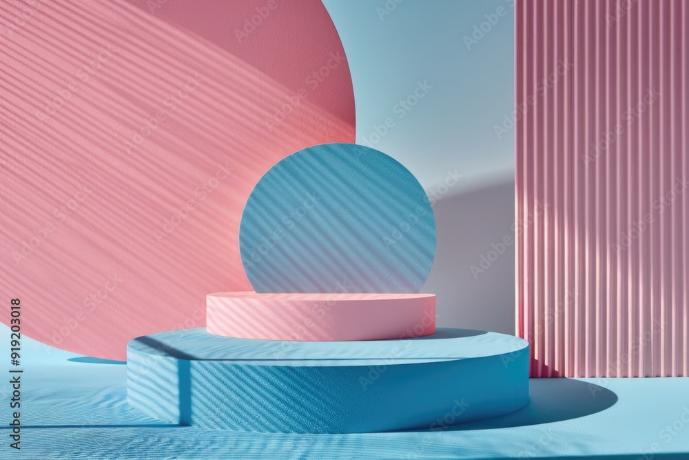 Poster Abstract design featuring a pink and blue background with a circular element, suitable for use in backgrounds or as a creative element in designs