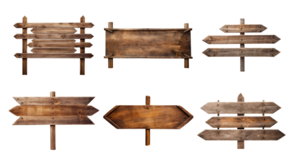 PNG wooden sign  set, transparent background