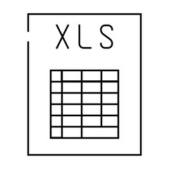 xls file format document line icon vector. xls file format document sign. isolated contour symbol black illustration