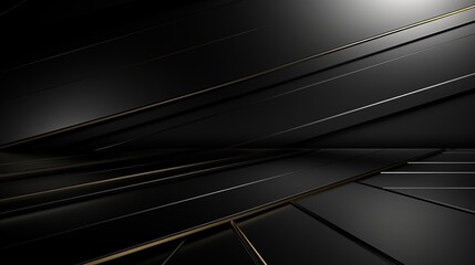 Abstract black and gold geometric background with lines and shapes.