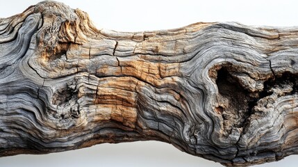 Aged wooden log with deep grooves and natural imperfections, offering a unique and timeless appearance.