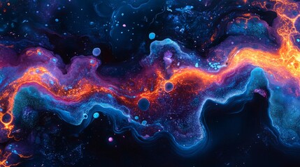 Fototapeta premium Abstract Nebula with Swirling Colors and Glowing Spots