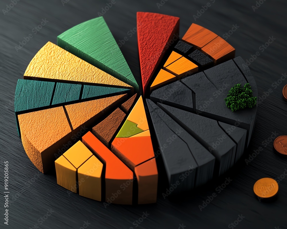 Poster detailed view of an asset allocation chart with equities distributed across growth