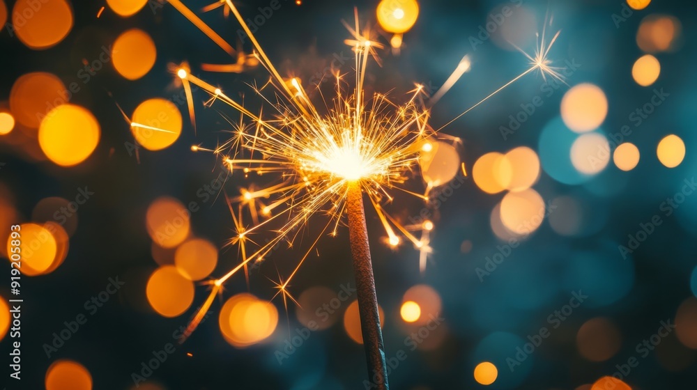 Aufkleber Multicolored fireworks explode with dazzling lights and patterns