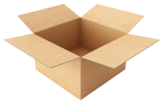 PNG Open cardboard box isolated white