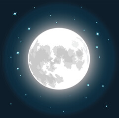 earth in space, moon and stars night vector illustration